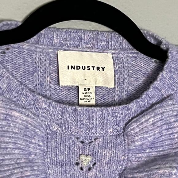 Lavender Pearl Embellished Ruffle Sweater by Industry Size S Romantic Cottage - Picture 2 of 5